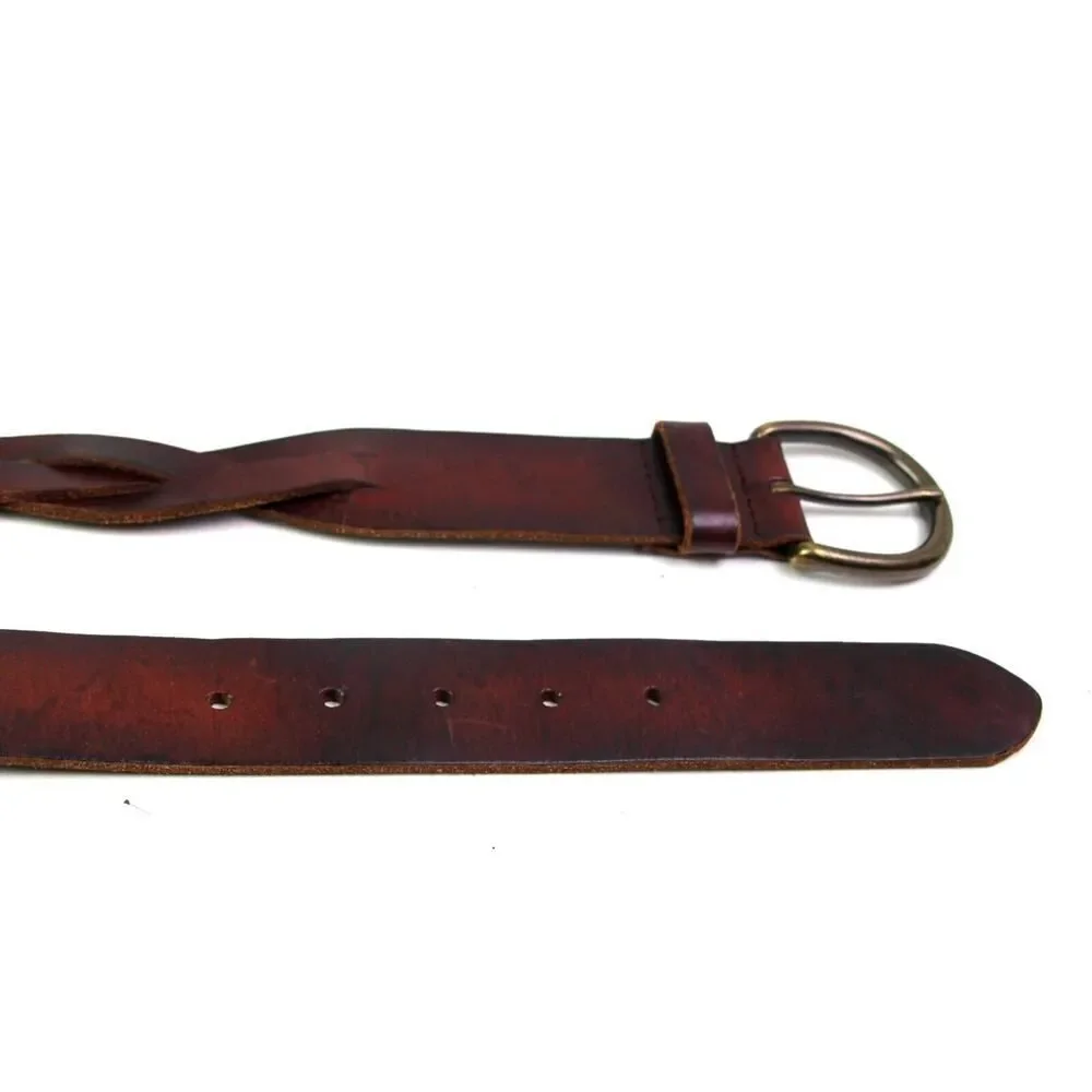 J. CREW BRAIDED BROWN GENUINE LEATHER 1-1 1/2